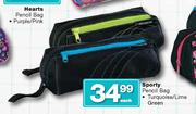 Sporty Pencil Bag Turquoise/Lime Green-Each