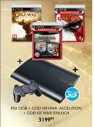 PS3 12GB + God Of War: Ascention + God Of War: Trilogy