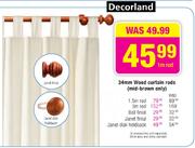 Decorland 34mm Wood Curtain Rods-1m