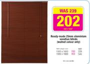 Decorative Ready-Made 25mm Aluminium Venetian Blinds-600x1600mm