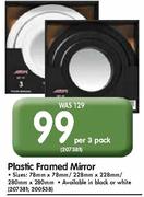 Plastic Framed Mirror-Per 3 Pack