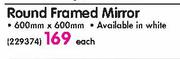 Round Framed Mirror-Each