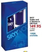 Skyy Vodka-1 x 750ml And 2 Glasses In Gift Pack