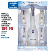 Pravda Imported Vodka And 4 Flavoured Vodka Miniatures Gift Pack- 1 x 750ml