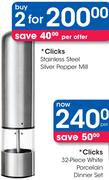 Clicks Stainless Steel Silver Pepper Mill-2's