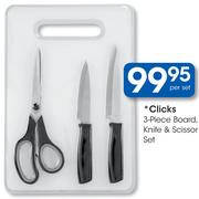 Clicks 3 Piece Board, Knife & Scissor Set-Per Set