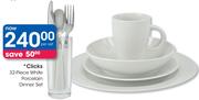 Clicks 32 Piece White Porcelain Dinner Set-Per Set