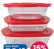 Arcuisine Red Lidded Round Or Square Containers 2.3L Or Rectangular-2.7L Each