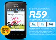 LG L1II Dual Smart Phone-On Straight Up 50 Topup