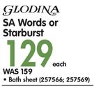 Glodina SA Words Or Starburst Bath Sheet-Each