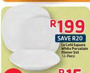  Le Cafe Square White Porcelain Dinner Set-12 Piece