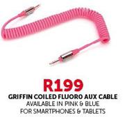 Griffin Coiled Fluoro Aux Cable For Smartphones & Tablets