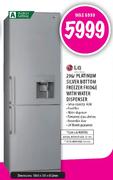 LG Platinum Silver Bottom Freezer Fridge with Water Dispenser-296Ltr