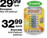 Eveready AAA Platinum Batteries 6 Pack-Per Pack