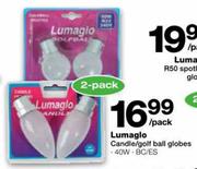 Lumaglo Candle/Golf Ball Globes (40W)-2 Pack Per Pack 