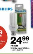 Philips Energy Saver Globes-18W Each