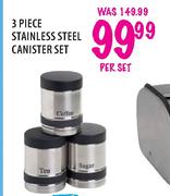3 Piece Stainless Steel Canister Set-per set