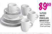 16 Piece White Porcelain Dinner Set