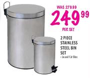 2 Piece Stainless Steel Bin Set-3 Ltr and 12 Ltr per set