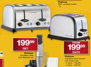 Platinum Stainless Steel Toaster With Bread Tray - 2 Slice