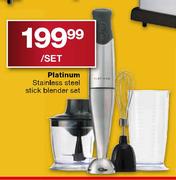 Platinum Stainless Steel Stick Blender Set - Per Set