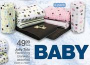 Jolly Tots Receiving Blankets 75 x 75cm 4-Pack-Per Pack 