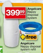Angelcare Nappy Disposal System-Each + Free Angelcare Nappy Disposal System Refill  