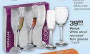 Venue White Wine/Red Wine/Flute Glasses-3-pack per pack