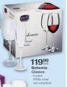 Bohemia White Wine/Red Wine/Flute Glasses-6 Pack 