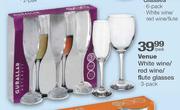 Venue White Wine/Red Wine/Flute Glasses-3 pack