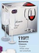 Bohemia White Wine/Red Wine/Flute Glasses-6 Pack