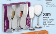 Venue White Wine/Red Wine/Flute Glasses-3 Pack