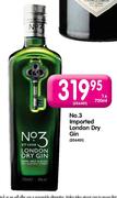 No. 3 Imported London Dry Gin - 1 x 750ml