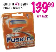 Gillette Fusion Power Blades-4's per pack