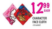 Character Face Cloth Assorted-Each