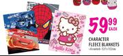 Character Fleece Blankets-127x152cm Each