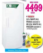 Bosch White All Fridge-321Ltr Or White All Freezer-223Ltr Each