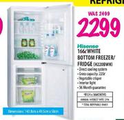Hisense White Bottom Freezer/Fridge-166Ltr