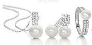 Monella Silver And Pearl Pendant, Earrings And Ring Set