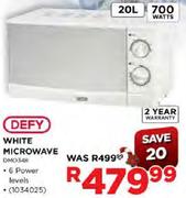 Defy White Microwave (DMO348) - 20 Ltr