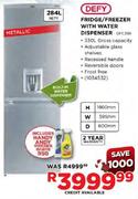 Defy Fridge/Freezer With Water Dispenser (DFC396)-284Ltr
