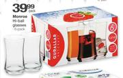 Monroe Hi-Ball Glasses-6 Pack