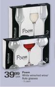 Poem White Wine/Red Wine/Flute Glasses-3 Pack