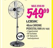 Logik 40cm Chrome Oedestal Fan