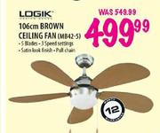 Logik 106cm Brown Ceiling Fan