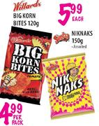 Willards Big Korn Bites-120g Or Simba Niknaks-150g Each