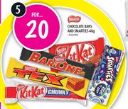 Nestle Chocolate Bars And Smarties Assorted-5x40g