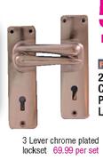 Fort Knox 3 Lever Chrome Plated Lockset-Per Set