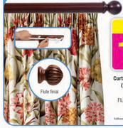 Curtain Track Clip-On Wood (Walnut Colour Only)-Flute Finial