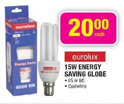Eurolux 15W Energy Saving Globe-Each